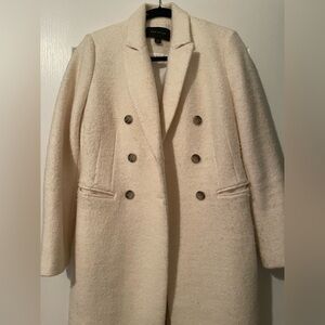 Ann Taylor Cream Double-Breasted Pea Coat